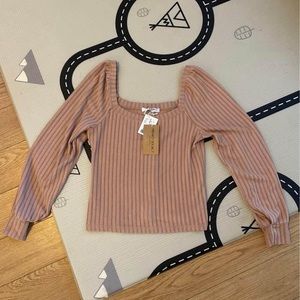 Balloon long sleeve square neck top size small